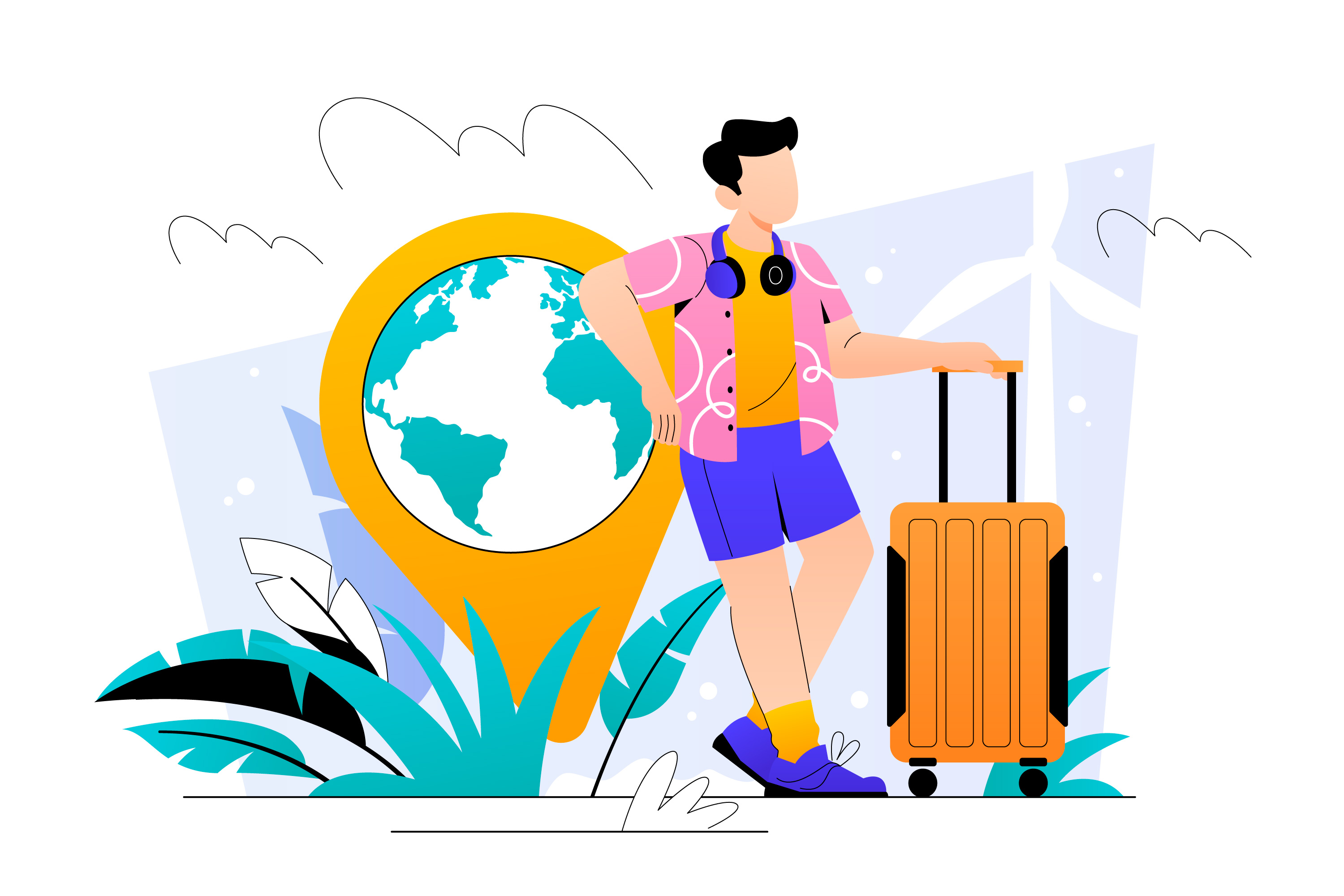 A tall, scenic travel image representing the journey of the travel agency